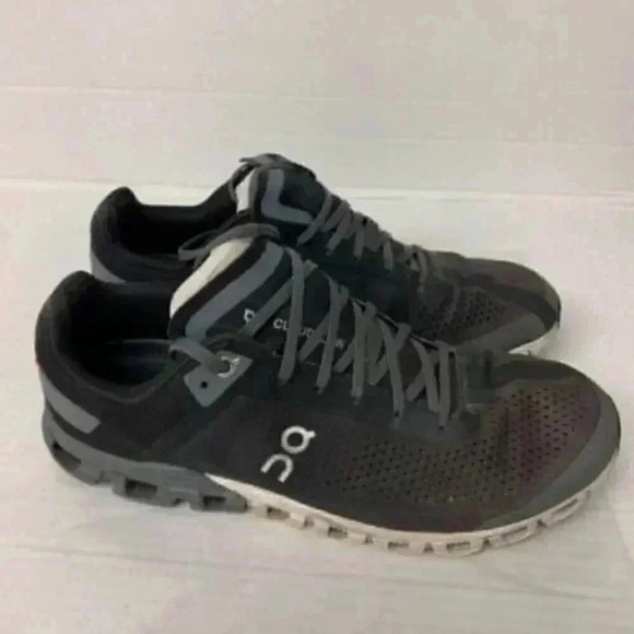 -166K On Cloud Cloudflower, Black/Asphalt, Mens Running Shoes-US 9 MENS